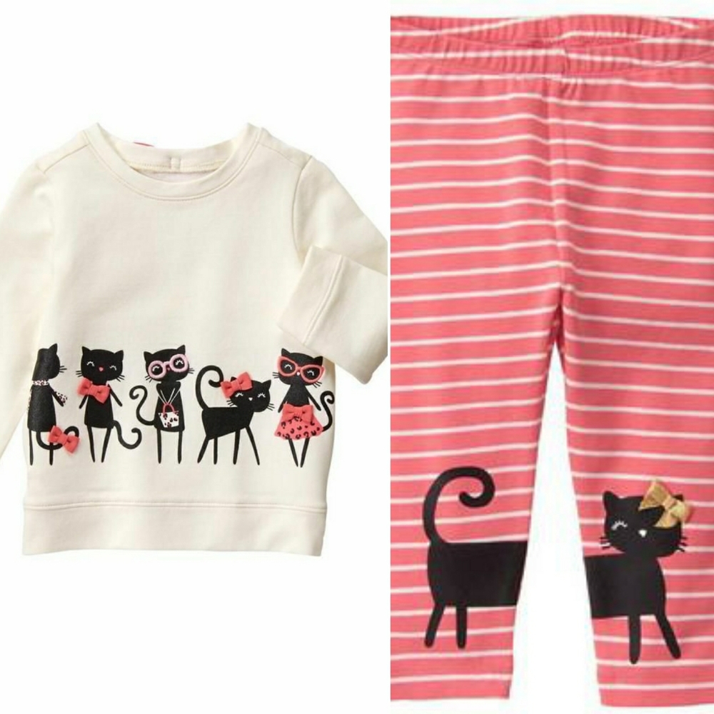 Gymboree Kitty in Pink Crew Sweatshirt & Legging